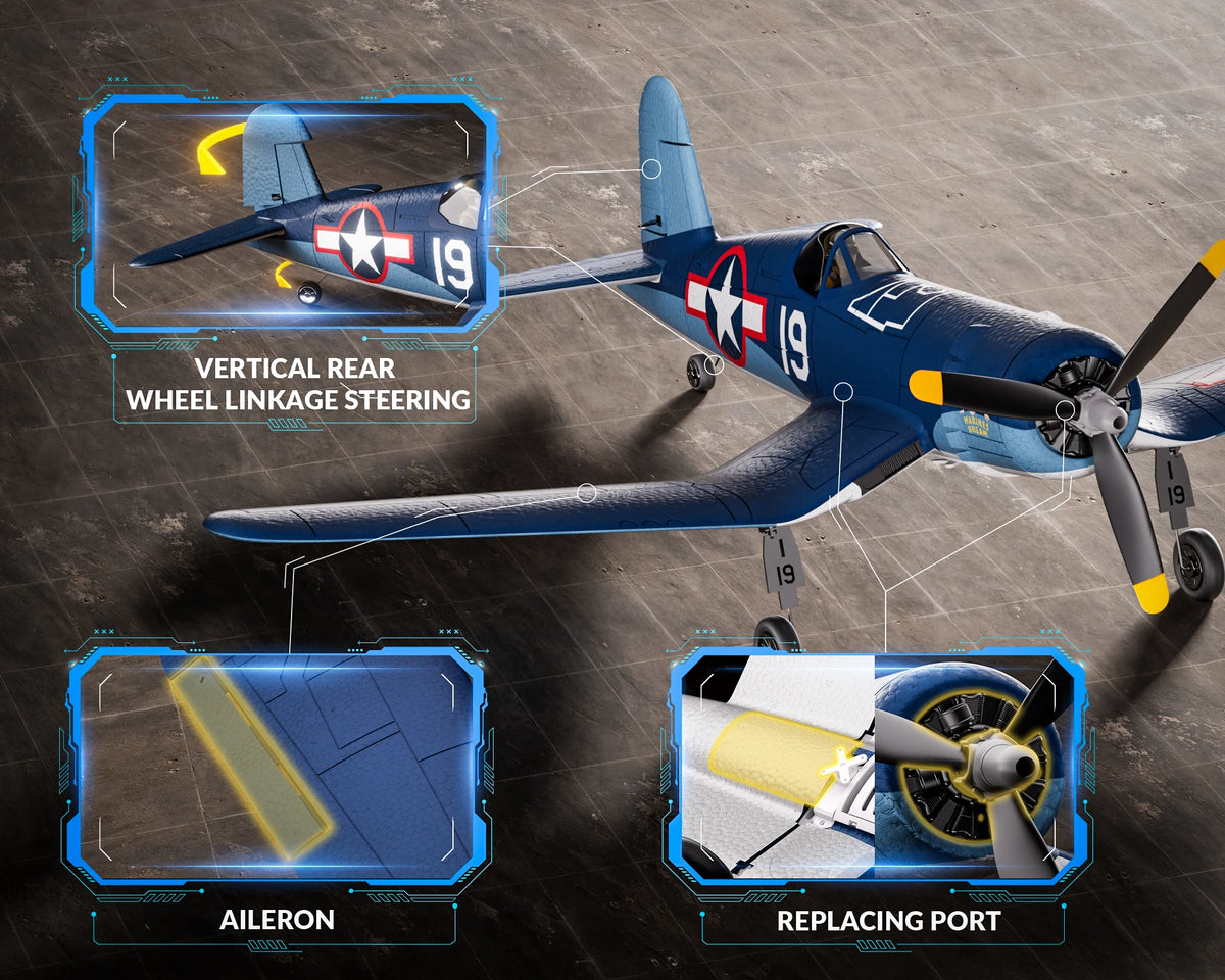 Volantex F4U Corsair 500mm brushless RC warbird flight feature image