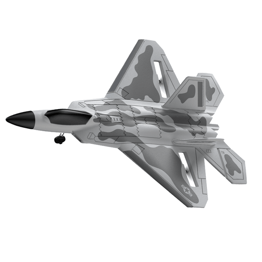 F22 Raptor RC Flugzeug in grauer Tarnung, 6-Kanal-Kampfjet mit festem Fahrwerk