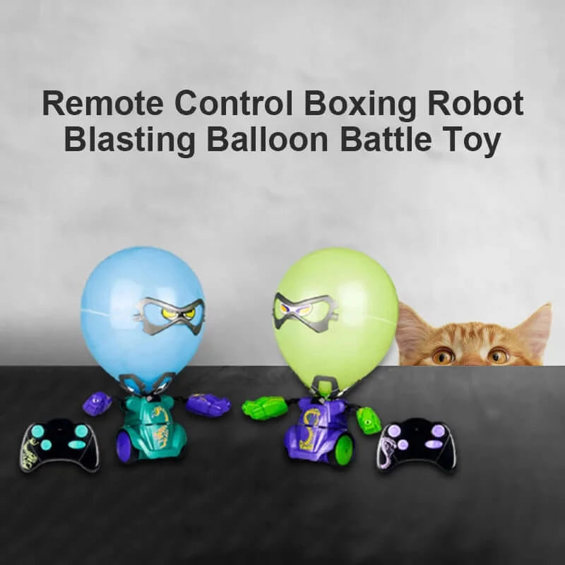 Multiplayer robot battle game close-up showing RC robot body and balloon target