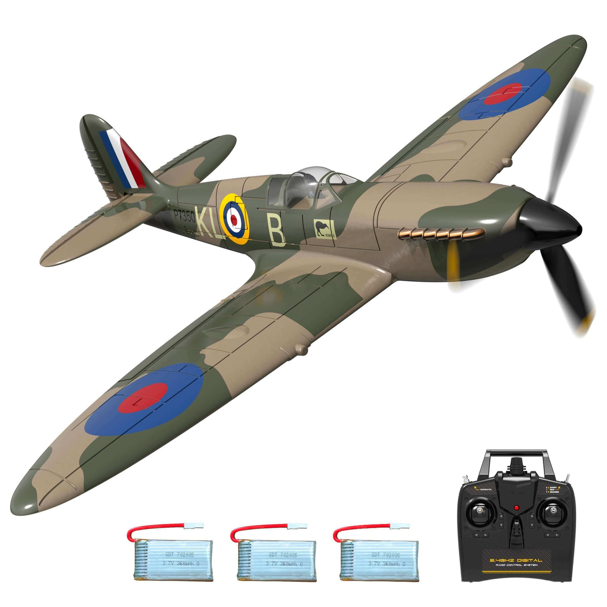 Spitfire 400mm 4CH EPP RC warbird three-battery package detail