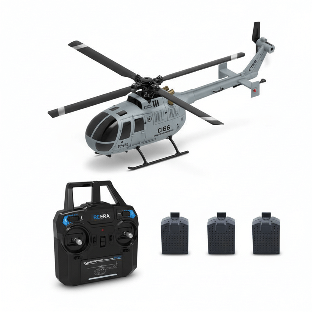 Elicottero RC C186 2,4G - 4 Eliche, Giroscopio a 6 Assi, Stabilizzazione Altitudine tramite Pressione dell'Aria | GIOCATTOLO PER BAMBINI